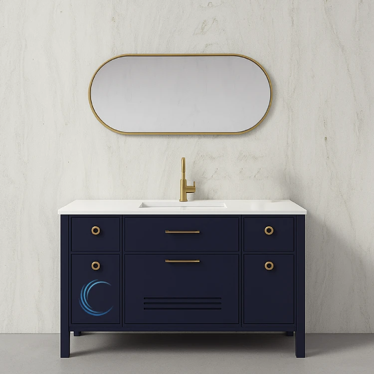 ארון אמבטיה עומד יוקרתי הדר בגוון אפוקסי משטח חרס אינטגרלי שקוע-מגירת כביסה