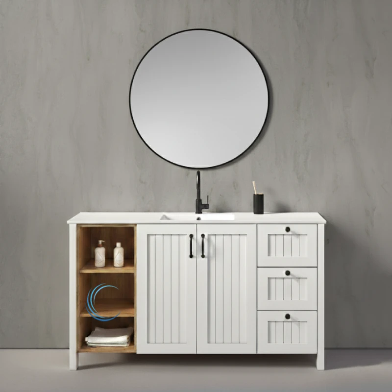 ארון אמבטיה עומד יוקרתי נועה בגוון אפוקסי משטח חרס אינטגרלי שקוע