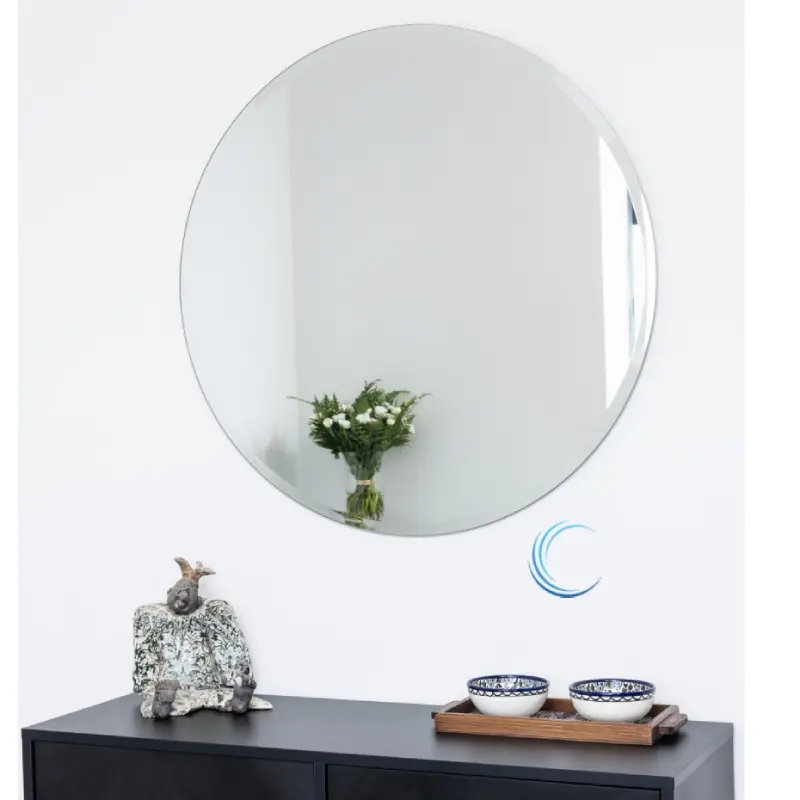 מראה עגולה חיתוך קריסטל + דופן אחורית במידות 52, 62, 72, 82 ס";מ