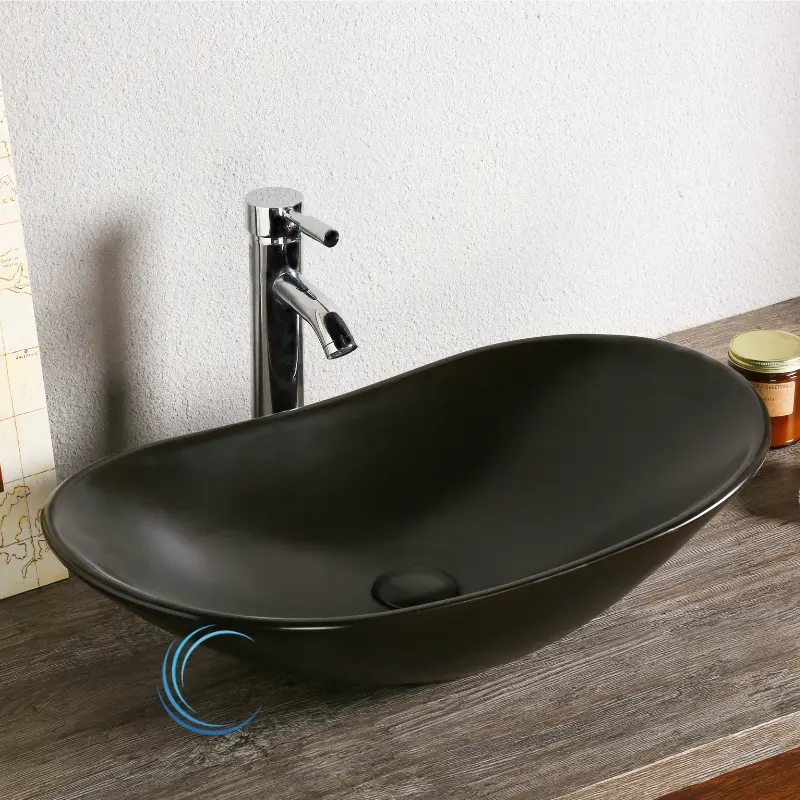 כיור חרס מונח 810610 62/34/15 שחור מט