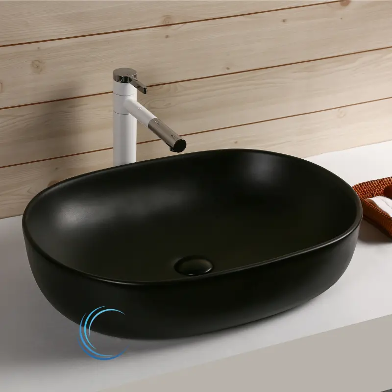 כיור חרס מונח 811410 60/40/15 שחור מט