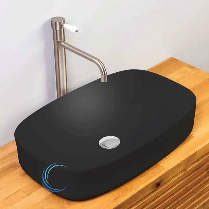 כיור חרס מונח 810510 59/37/13 שחור מט