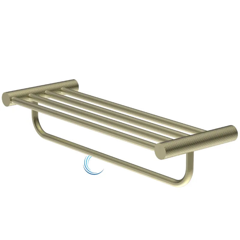 מדף מגבות + מתלה מגבת גוף 60 ס";מ 4518 גוון זהב מט