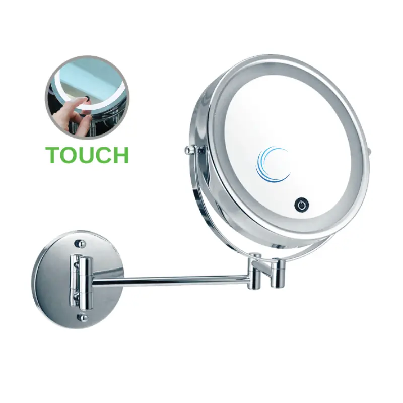 מראה מגדילה פי 5 עם תאורה טאץ'; ניקל מבריק