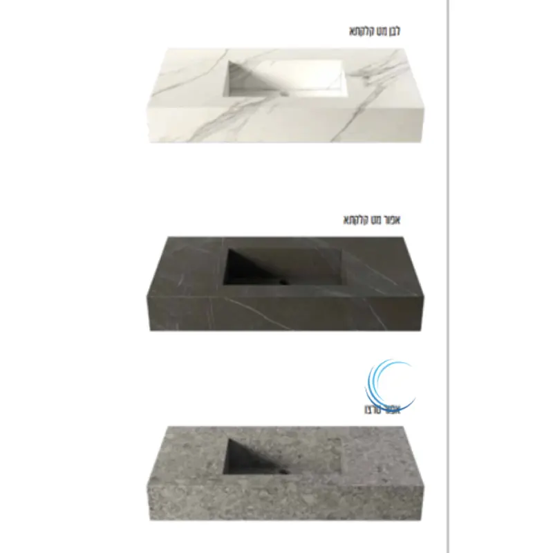 ארון אמבטיה תלוי נבדה **אספקה מיידית** משטח חרס אינטגרלי לבן מבריק