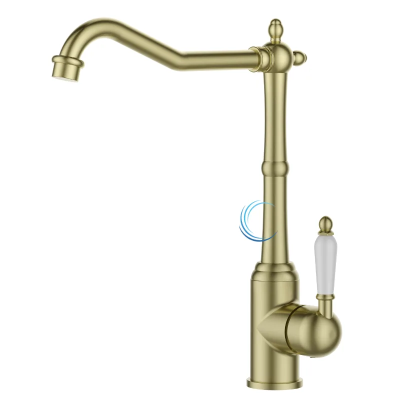 ברז פרח גבוה 3614 למטבח או כיור מונח בגוון זהב מט