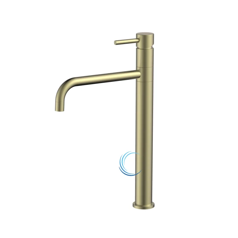 ברז פרח גבוה 1201 לכיור מונח בגוון זהב מט ידית סטיק