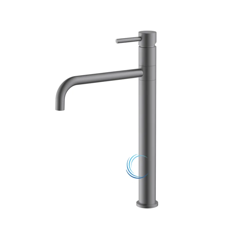 ברז פרח גבוה 1201 לכיור מונח בגוון אפור גרפיט ידית סטיק