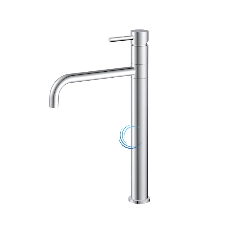 ברז פרח גבוה 1201 לכיור מונח בגוון ניקל מבריק ידית סטיק