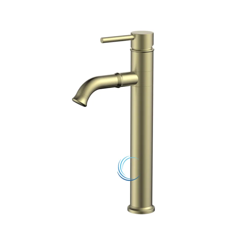 ברז פרח גבוה 3122 ענתיק לכיור מונח בגוון זהב מט ידית סטיק