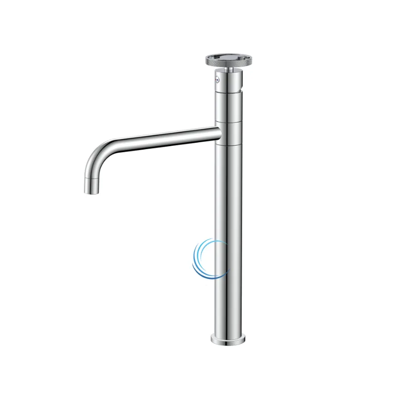 ברז פרח גבוה 1001 לכיור מונח בגוון ניקל מבריק ידית שיבר