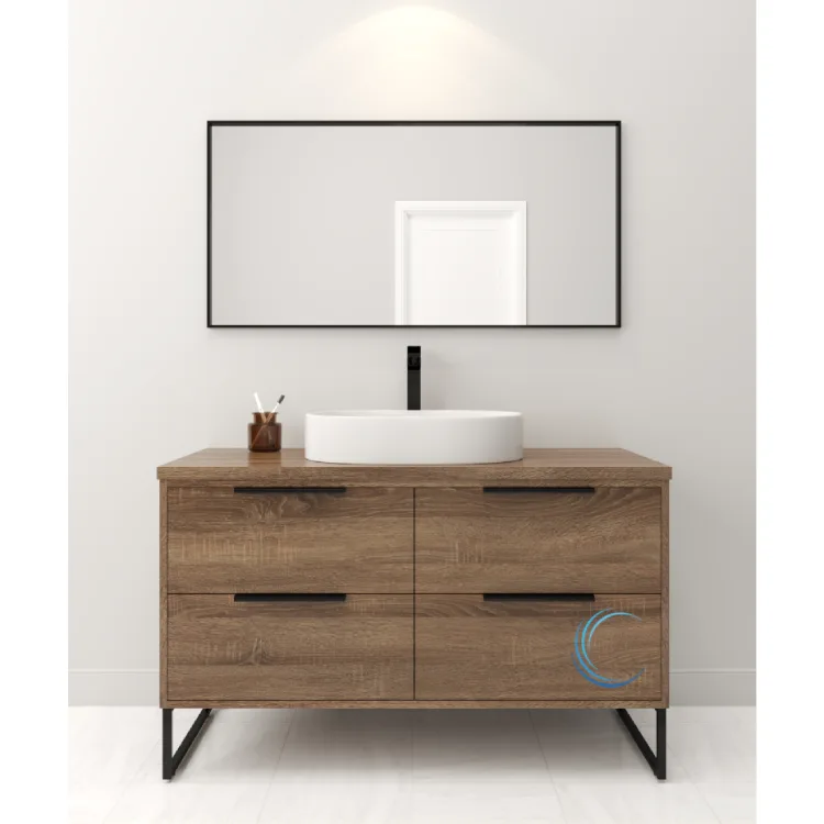 ארון אמבטיה עומד יוקרתי עץ רובי משטח בוצ';ר או קוריאן לבן- גוון עץ לבחירה