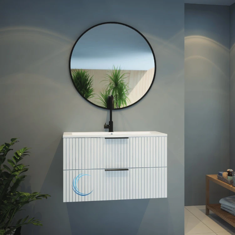 ארון אמבטיה תלוי טראמפ לבן **אספקה מיידית** משטח חרס אינטגרלי / בוצ';ר