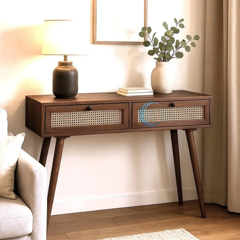 קונסולה עץ מלא מנגו כהה 120/40/75