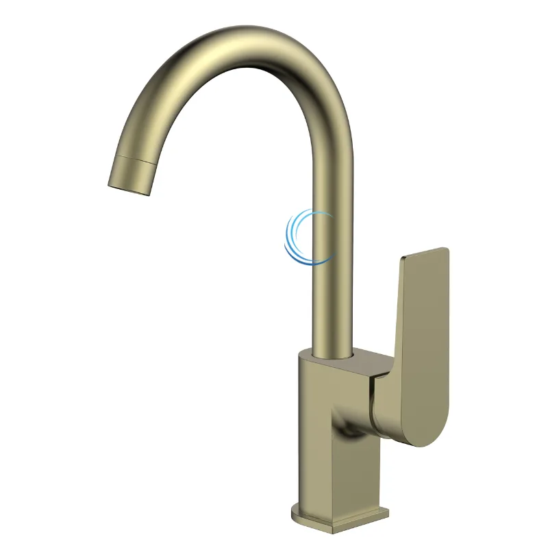 ברז פרח נמוך לכיור אינטגרלי זהב מט