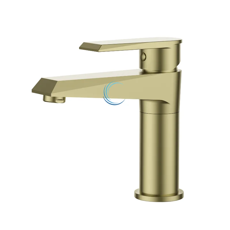 ברז פרח נמוך לכיור שקוע זהב מט