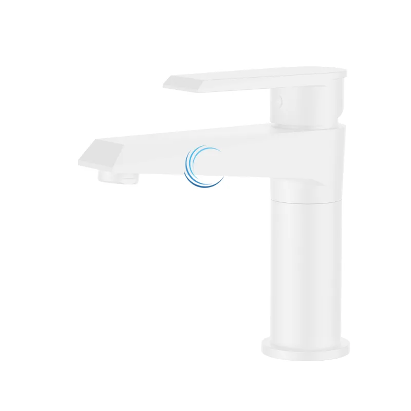 ברז פרח נמוך לכיור שקוע לבן מט