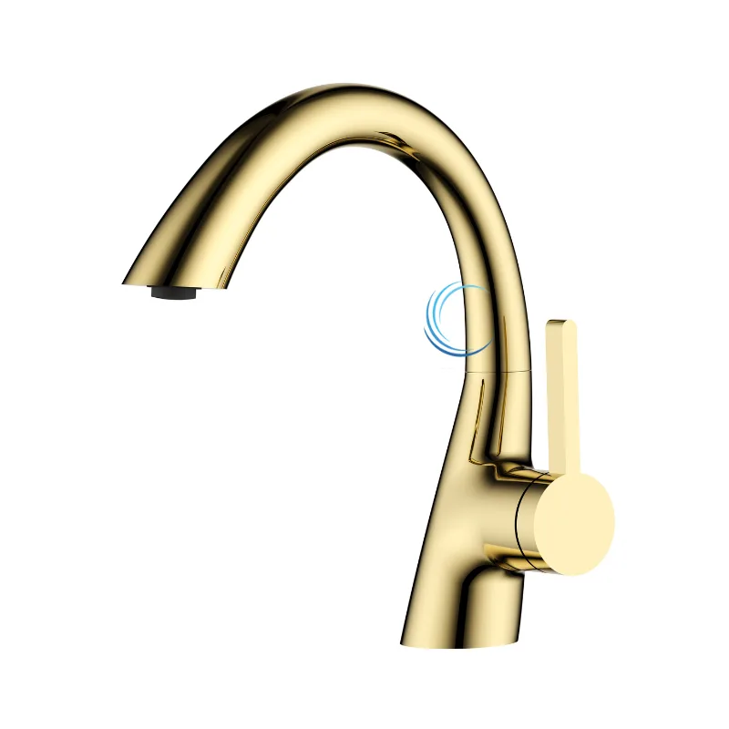 ברז פרח נמוך 1060 לכיור אינטגרלי זהב מבריק