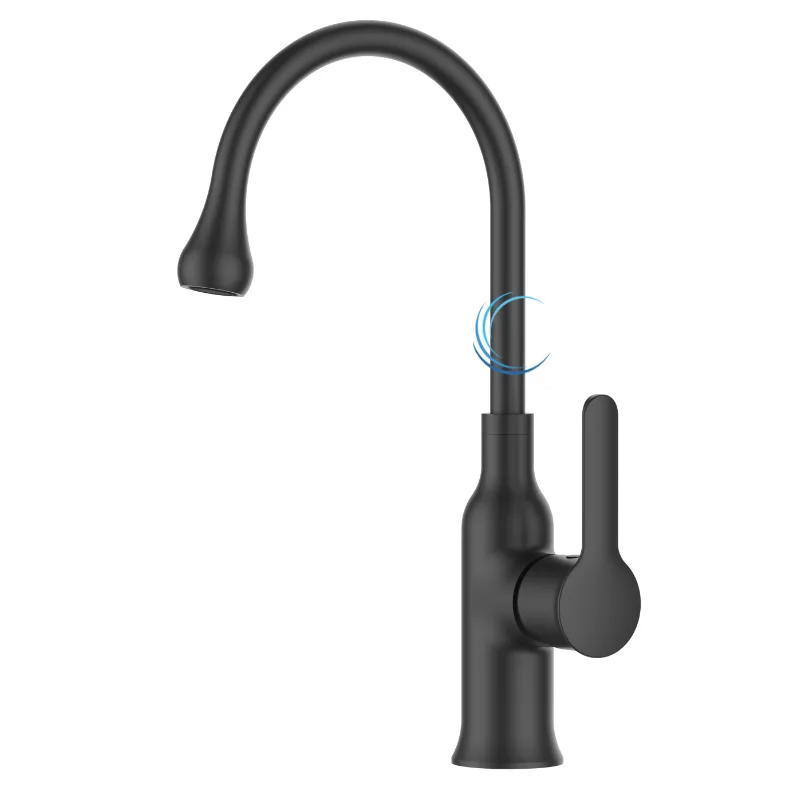 ברז פרח מעוצב לכיור אינטגרלי שחור מט