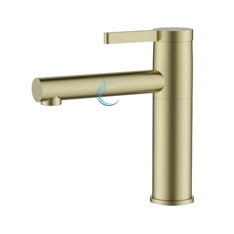 ברז פרח נמוך לכיור אינטגרלי זהב מט