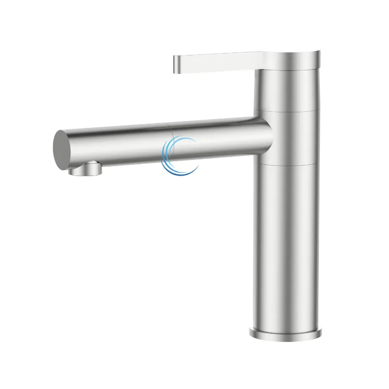 ברז פרח נמוך לכיור אינטגרלי ניקל מוברש