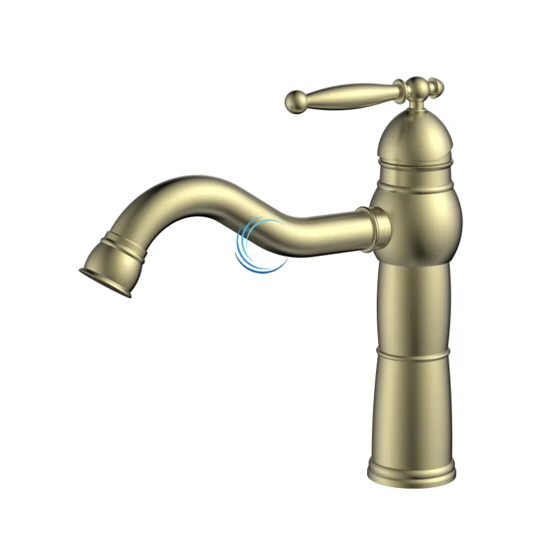 ברז פרח ענתיק לכיור אינטגרלי זהב מט