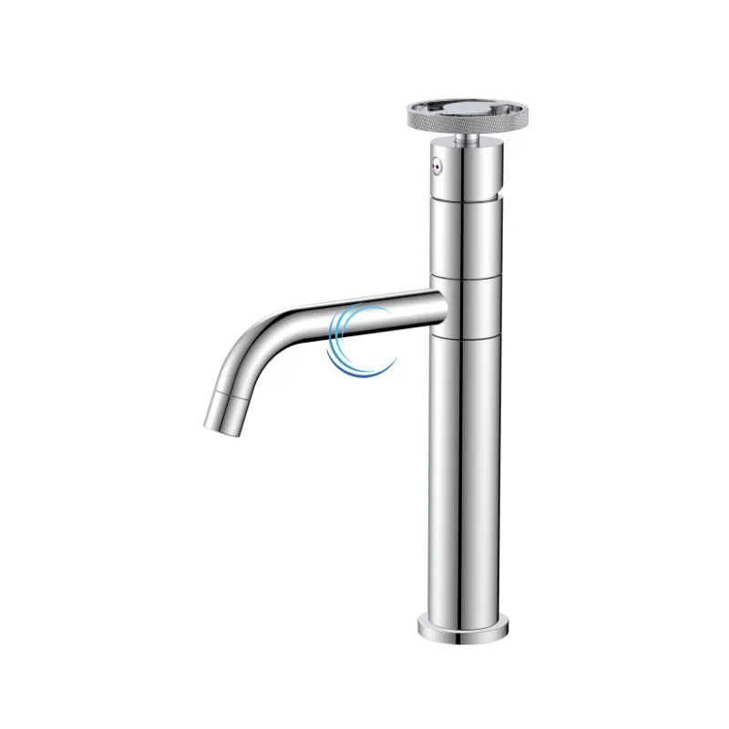 ברז נמוך לכיור שקוע מסתובב ניקל מבריק ידית שיבר