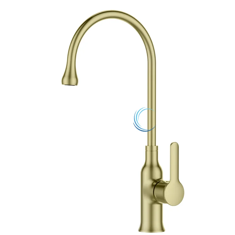 ברז פרח גבוה 1095 מסתובב לכיור מטבח גוון זהב מט