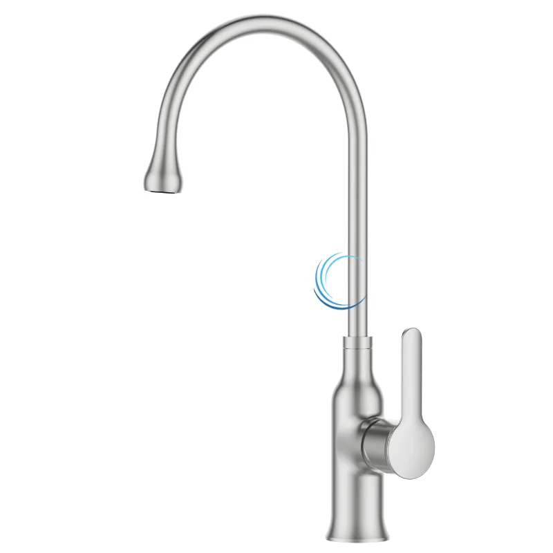 ברז פרח גבוה 1095 מסתובב לכיור מטבח גוון ניקל מוברש