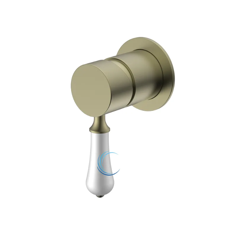 אינטרפוץ 3 דרך ידית חרס לבנה זהב מט