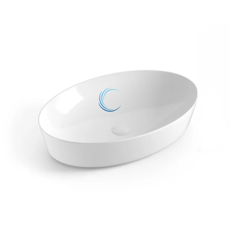 כיור מונח חרס אובלי 9847 שפה דקה 62/41/14 ס";מ לבן מט