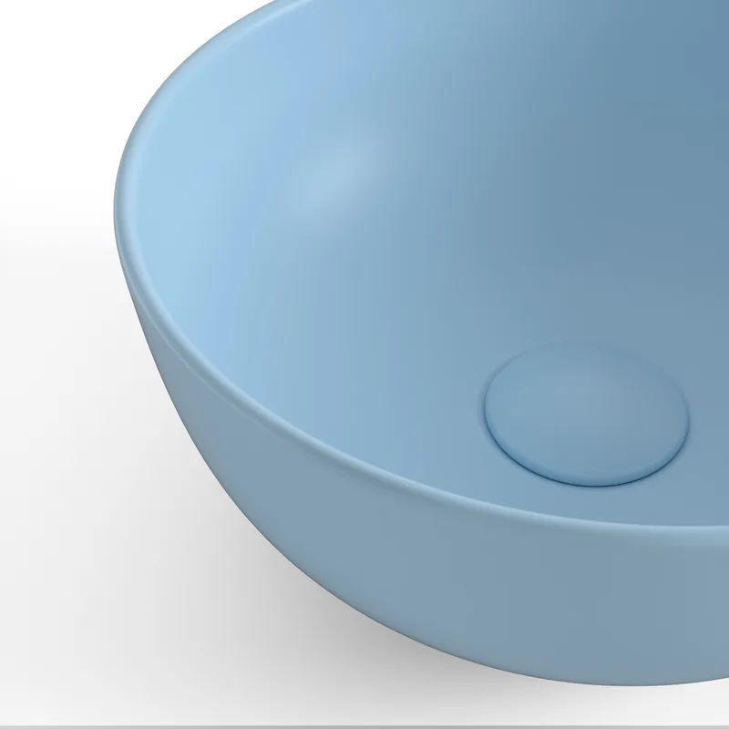 כיור מונח חרס עגול 9462 לארון קטן 28/12 ס";מ תכלת מט