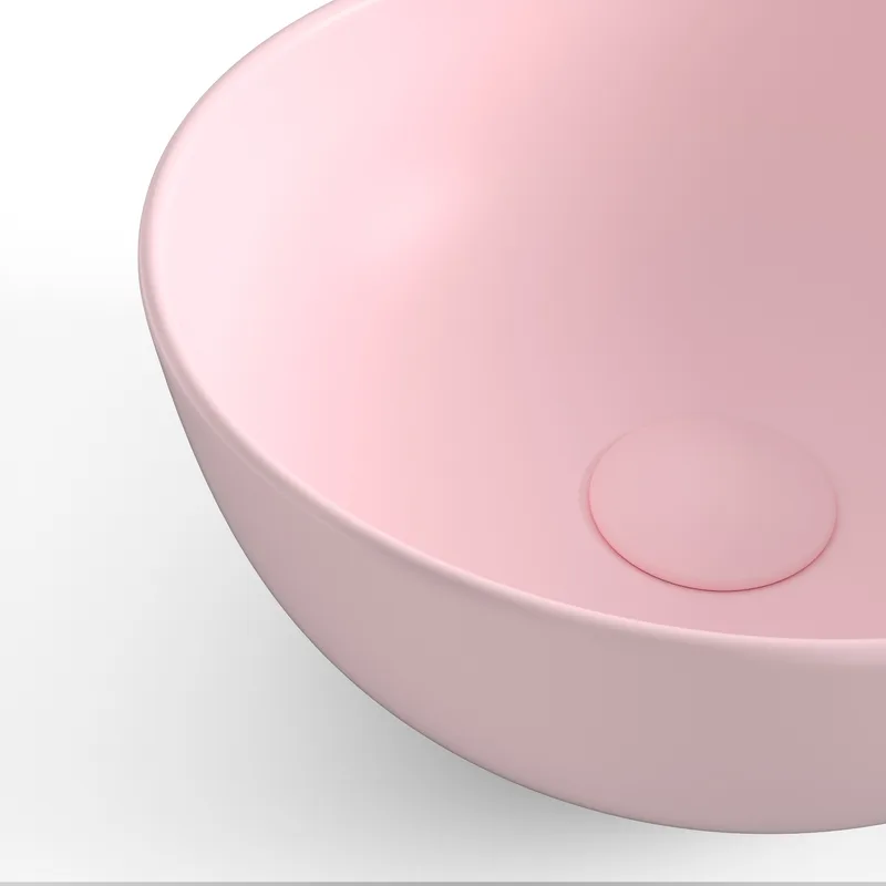 כיור מונח חרס עגול 9462 לארון קטן 28/12 ס";מ ורוד מט