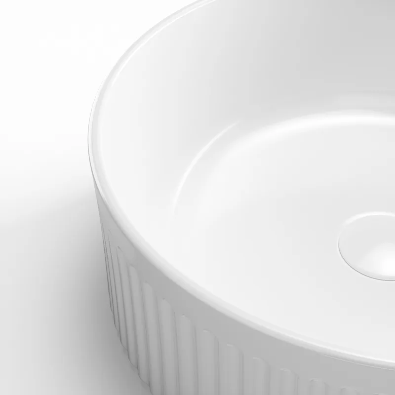 כיור חרס עגול 9562 מעוצב 37/13 ס";מ לבן מבריק