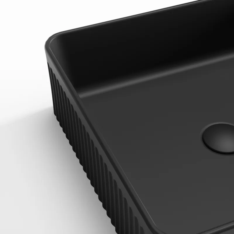 כיור חרס מרובע 9843 מעוצב 37.5/37.5/13 ס";מ שחור מט