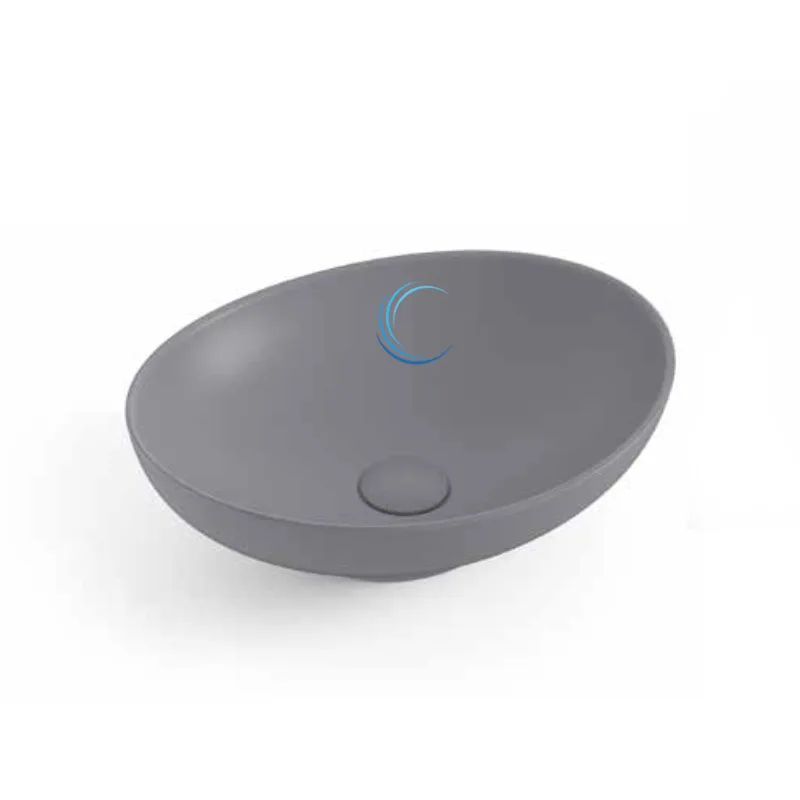 כיור חרס אובלי 9450 מעוצב 40/33/14.5 ס";מ אפור מט