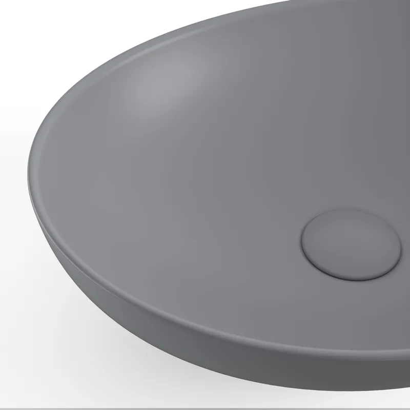 כיור חרס אובלי 9450 מעוצב 40/33/14.5 ס";מ אפור מט