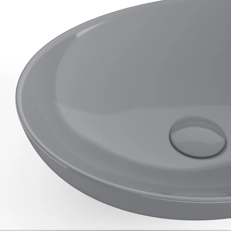 כיור חרס אובלי 9450 מעוצב 40/33/14.5 ס";מ אפור מבריק