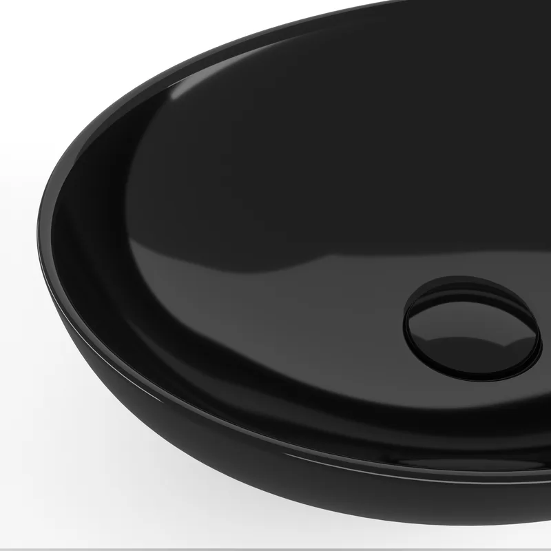 כיור חרס אובלי 9450 מעוצב 40/33/14.5 ס";מ שחור מבריק