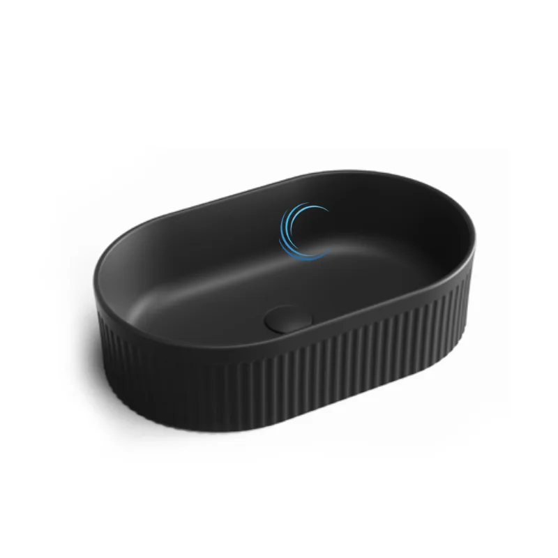 כיור מונח חרס 9749 מעוצב 49/31/13 ס";מ שחור מט