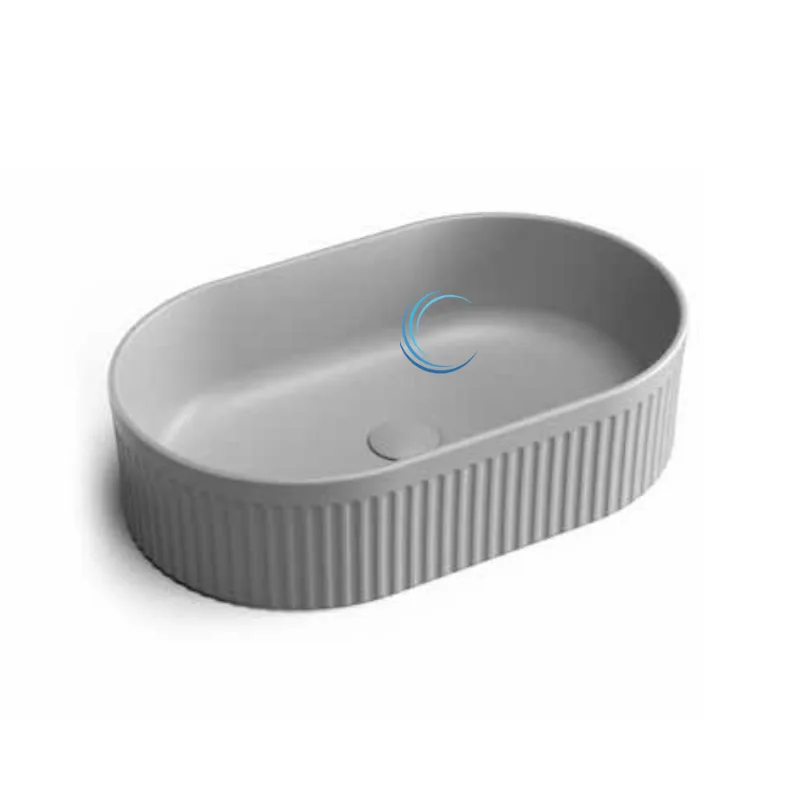 כיור מונח חרס 9749 מעוצב 49/31/13 ס";מ אפור כהה מט