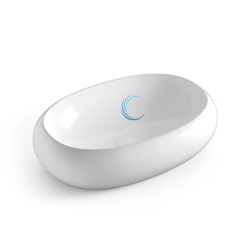 כיור מונח חרס 9854 מעוצב 56/33/14 ס";מ לבן מבריק