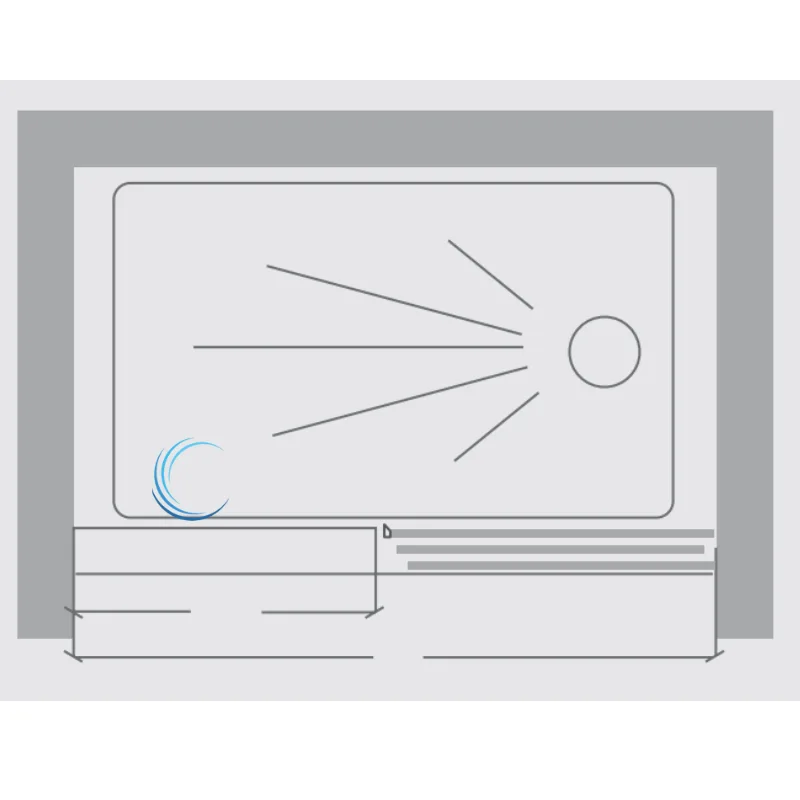 מקלחון סטנדרט חזית הזזה 6 מ";מ פרופיל ניקל מבריק - 2 דלתות ודופן קבועה על מסילה