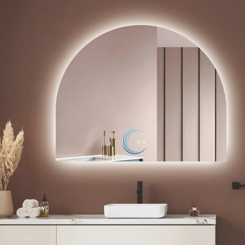 מראה מרחפת קשת עם תאורת לד במידה 100/80 ס״מ- מפשיר אדים