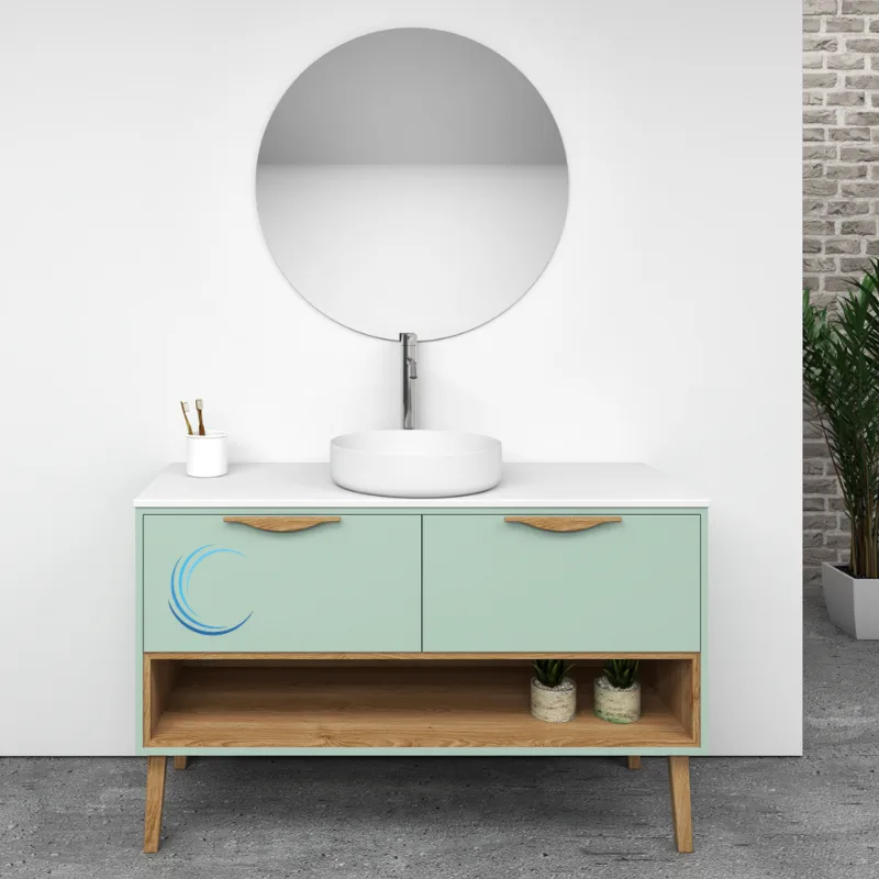 ארון אמבטיה תלוי מעוצב שירי משטח בוצ';ר או קוריאן לבן