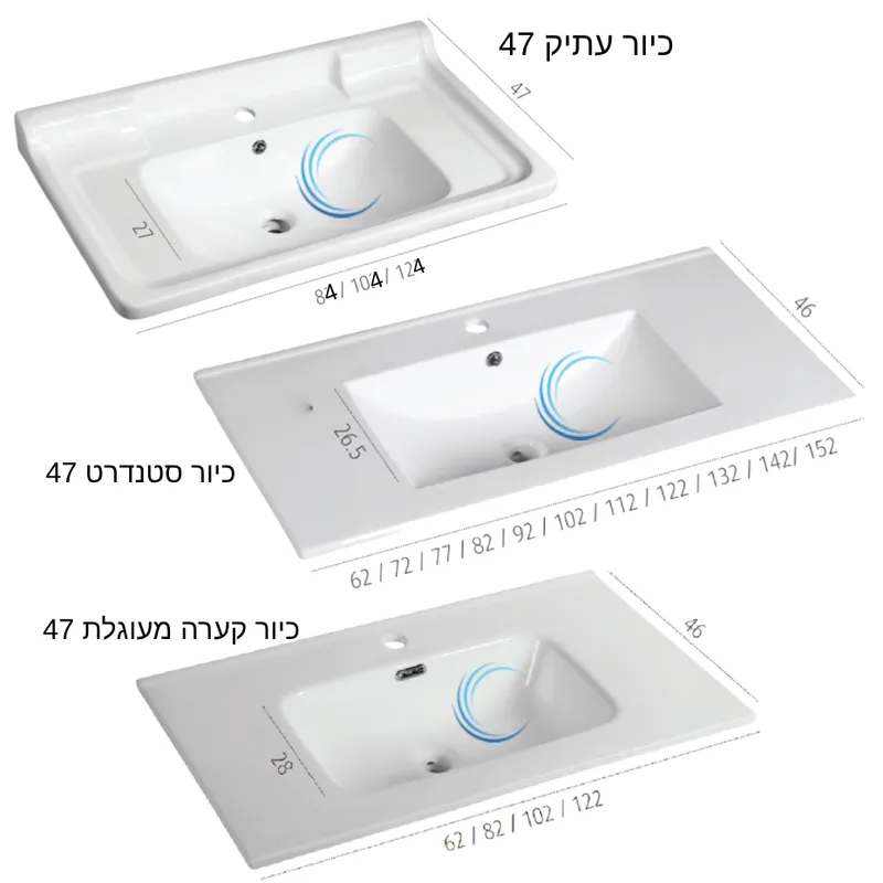 ארון אמבטיה תלוי מעוצב פז משטח חרס אינטגרלי שקוע