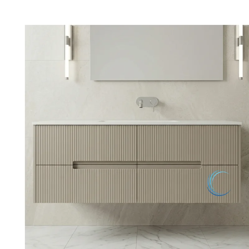 ארון אמבטיה תלוי מעוצב פז משטח חרס אינטגרלי שקוע