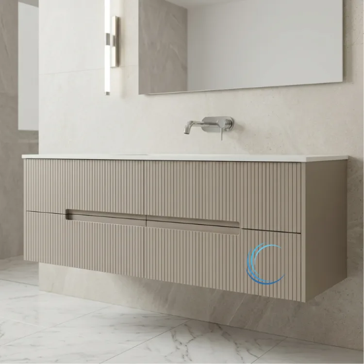 ארון אמבטיה תלוי מעוצב פז משטח חרס אינטגרלי שקוע