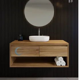 ארונות אמבטיה עץ ובשילוב עץ