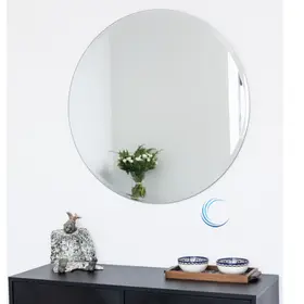 מראה עגולה חיתוך קריסטל + דופן אחורית במידות 52, 62, 72, 82 ס"מ